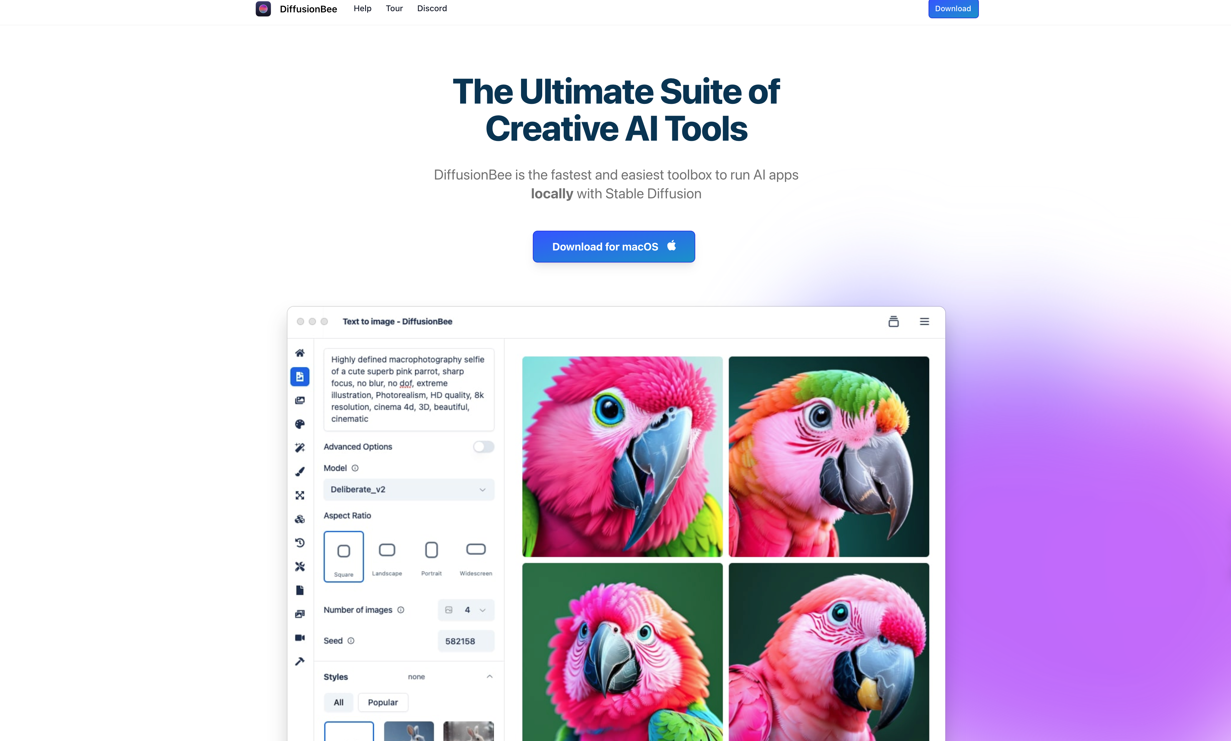 AI图片处理网站DiffusionBee