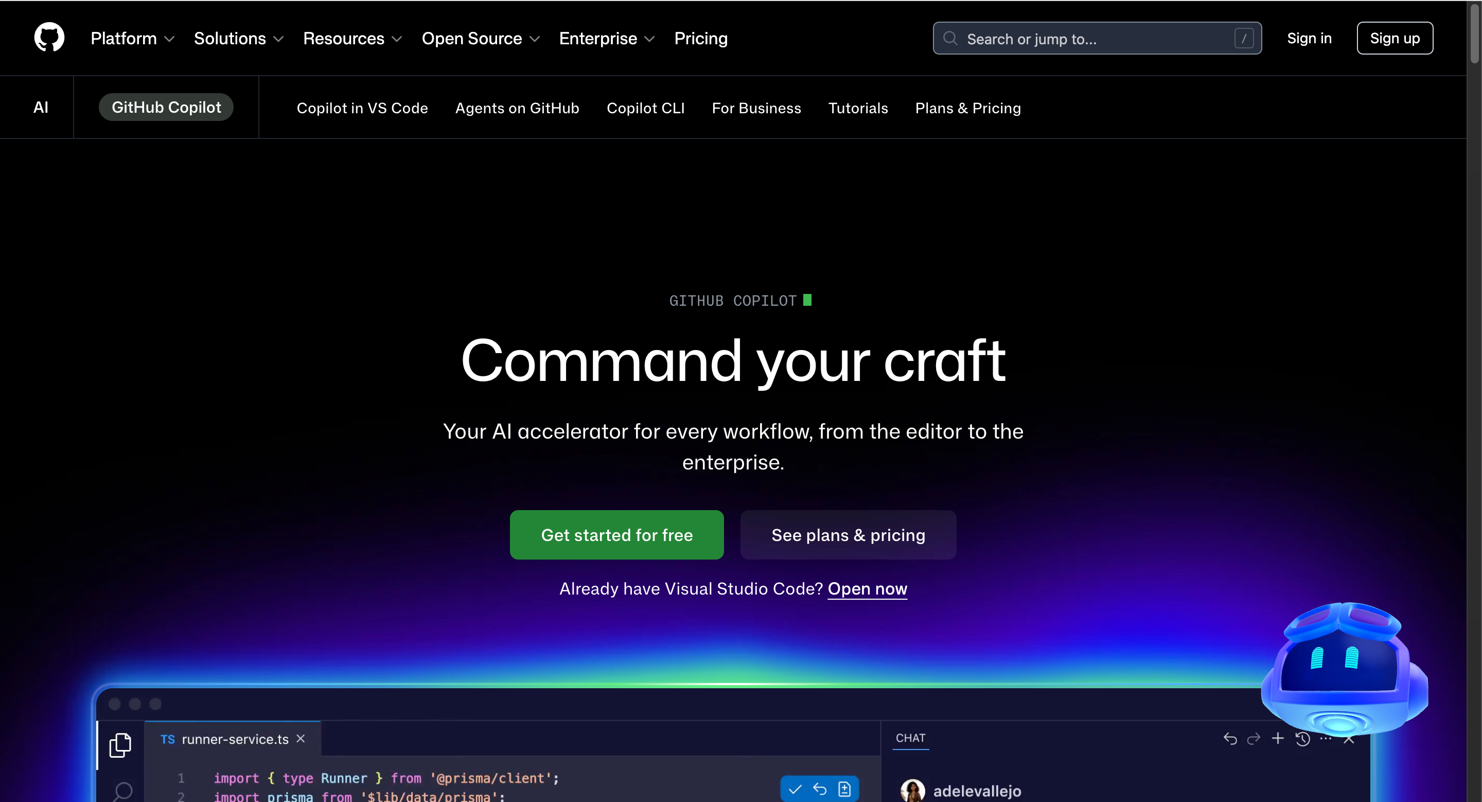 GitHub Copilot网站支持实时补全代码